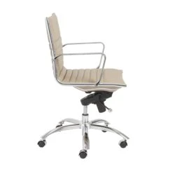 Taupe Leather & Chrome Low Back Modern Office Chair -Home Decor Shop 00674TPE 05