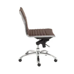 Armless Brown Leatherette Modern Office Chair -Home Decor Shop 01266BRN 03