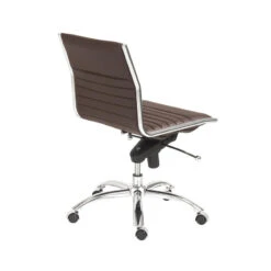 Armless Brown Leatherette Modern Office Chair -Home Decor Shop 01266BRN 04