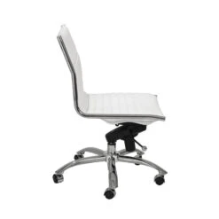 Armless White Leatherette Modern Office Chair -Home Decor Shop 01266WHT 03