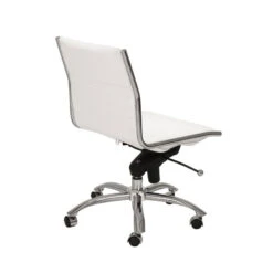 Armless White Leatherette Modern Office Chair -Home Decor Shop 01266WHT 04