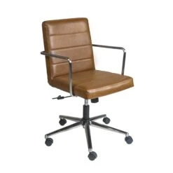 Brown Leather Low Back Office Chair -Home Decor Shop 01283BRN 02