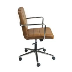 Brown Leather Low Back Office Chair -Home Decor Shop 01283BRN 03