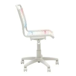 Blush/Blue Low Back Bungie Office Chair With White Frame And Base -Home Decor Shop 03008 BBOMBRE 03