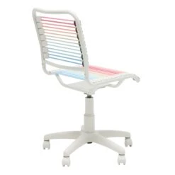 Blush/Blue Low Back Bungie Office Chair With White Frame And Base -Home Decor Shop 03008 BBOMBRE 04