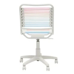 Blush/Blue Low Back Bungie Office Chair With White Frame And Base -Home Decor Shop 03008 BBOMBRE 05