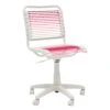 Blush Low Back Bungie Office Chair With White Frame And Base