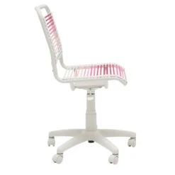 Blush Low Back Bungie Office Chair With White Frame And Base -Home Decor Shop 03008 BLSOMBRE 03