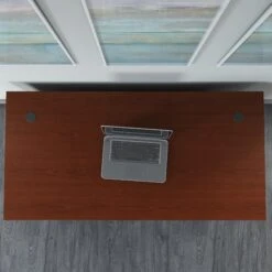 60" Mahogany Executive Desk With Wire Management -Home Decor Shop 041365f36c26caa520dce06a917f6123456fdb60