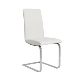 Sophisticated White Leatherette Guest Or Conference Chair (Set Of 2)