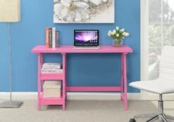 47" Office Desk With Built-in Shelves In Pink Finish -Home Decor Shop 090107PK C