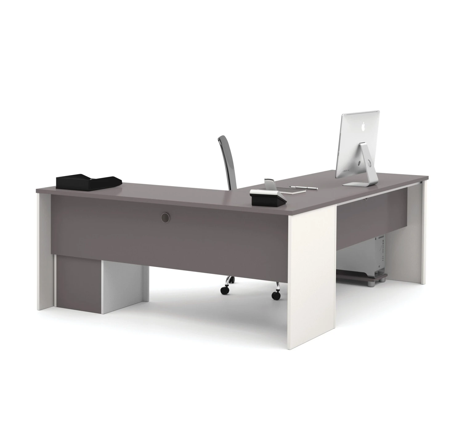 71" X 83" L-Shaped Desk With Drawers In Slate & Sandstone 3 71" X 83" L-Shaped Desk With Drawers In Slate & Sandstone - Image 3