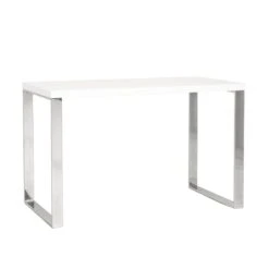 Premium White Lacquer And Chrome 48" Modern Desk