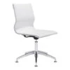 Modern White Leather & Chrome Conference Chair