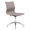 Modern Taupe Leather & Chrome Conference Chair