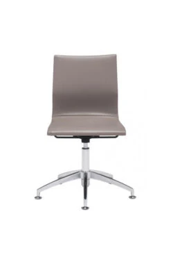 Modern Taupe Leather & Chrome Conference Chair -Home Decor Shop 100379 3 702x1080 1
