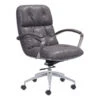 Vintage Gray Leather Office Chair With Chrome Base