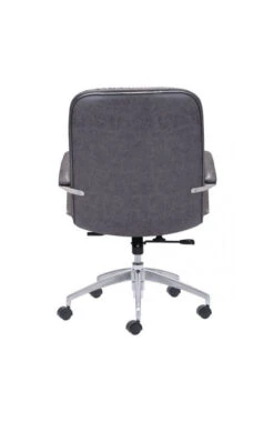 Vintage Gray Leather Office Chair With Chrome Base -Home Decor Shop 100447 4 702x1080 1