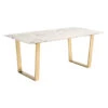 71" Faux Marble Office Desk With Brass Plated Steel Legs