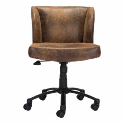 Distressed Brown Cushioned Office Chair -Home Decor Shop 100964 3 650x650 1