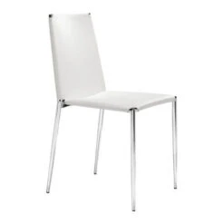 Timeless White Leatherette Guest Or Conference Chair (Set Of 4)