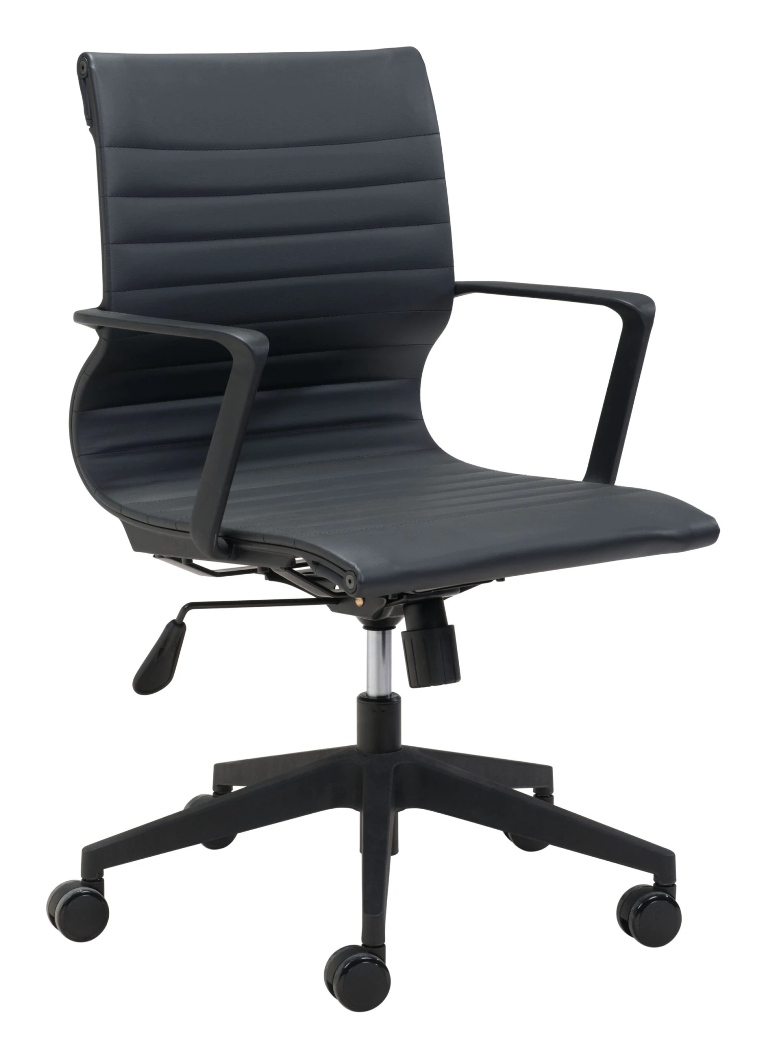 Modern Black Office Chair With Unique Ribbed Back 3 Modern Black Office Chair With Unique Ribbed Back - Image 3