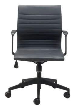 Modern Black Office Chair With Unique Ribbed Back