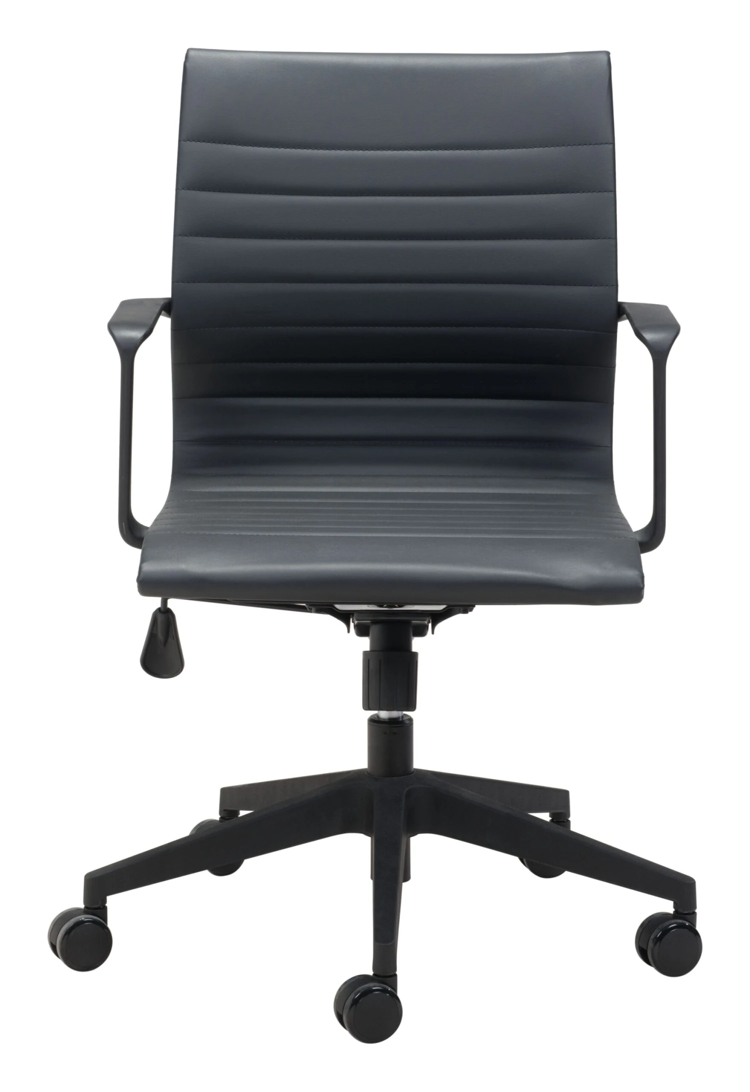 Modern Black Office Chair With Unique Ribbed Back 1 Modern Black Office Chair With Unique Ribbed Back