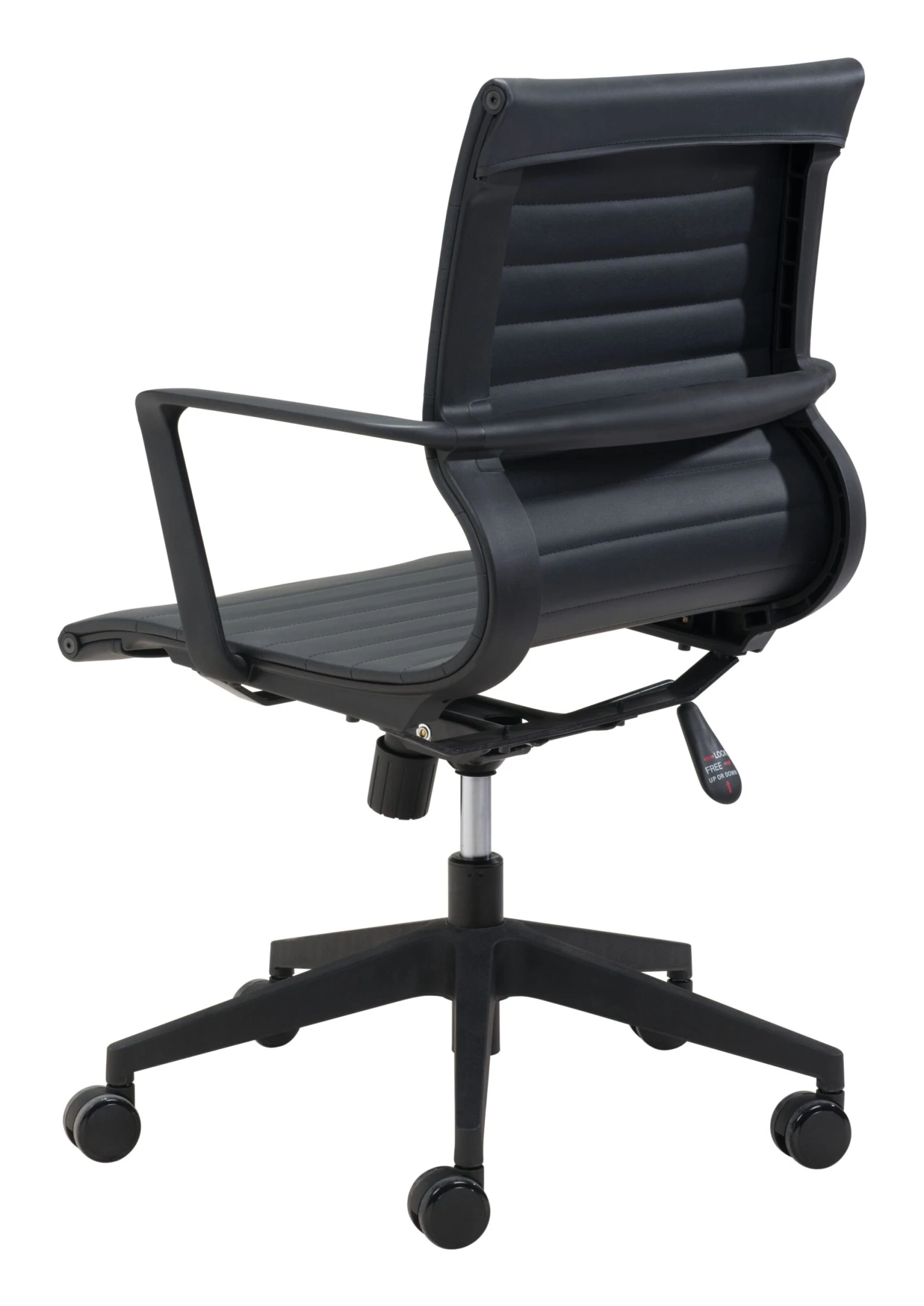 Modern Black Office Chair With Unique Ribbed Back 6 Modern Black Office Chair With Unique Ribbed Back - Image 6