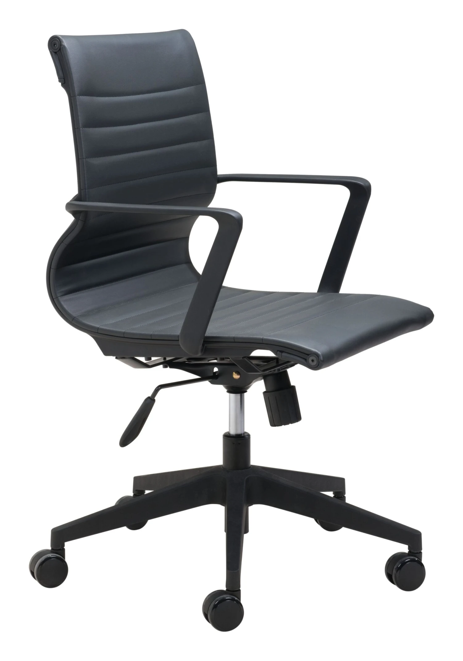 Modern Black Office Chair With Unique Ribbed Back 2 Modern Black Office Chair With Unique Ribbed Back - Image 2