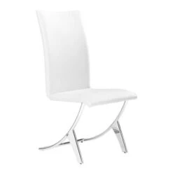 Modern White Leatherette Conference/Guest Chair With Chrome (Set Of 2)