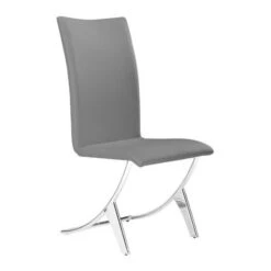 Modern Gray Leatherette Conference/Guest Chair With Chrome (Set Of 2)