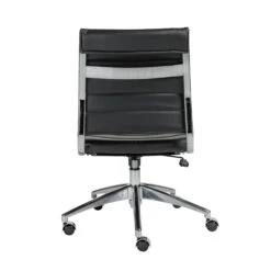 Modern Black Leather Armless Office Chair With Chrome Base -Home Decor Shop 10608 BLK 05