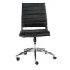 Modern Black Leather Armless Office Chair With Chrome Base