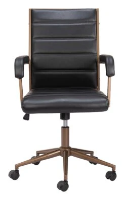 Vintage Black And Bronze Plush Office Chair