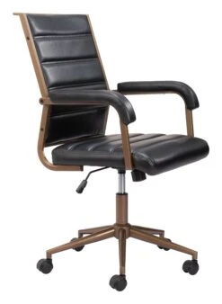 Vintage Black And Bronze Plush Office Chair -Home Decor Shop 109021 6