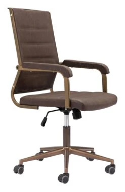 Vintage Espresso And Bronze Plush Office Chair -Home Decor Shop 109022 6