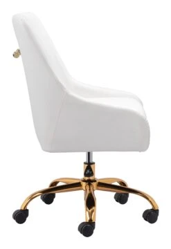 White And Gold Glamorous Adjustable Leatherette Office Chair -Home Decor Shop 109489 2