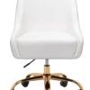 White And Gold Glamorous Adjustable Leatherette Office Chair