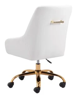 White And Gold Glamorous Adjustable Leatherette Office Chair -Home Decor Shop 109489 5