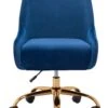 Navy Blue And Gold Glamorous Adjustable Leatherette Office Chair