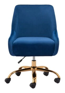 Navy Blue And Gold Glamorous Adjustable Leatherette Office Chair