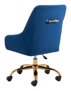 Navy Blue And Gold Glamorous Adjustable Leatherette Office Chair -Home Decor Shop 109490 5