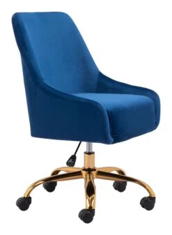 Navy Blue And Gold Glamorous Adjustable Leatherette Office Chair -Home Decor Shop 109490 6