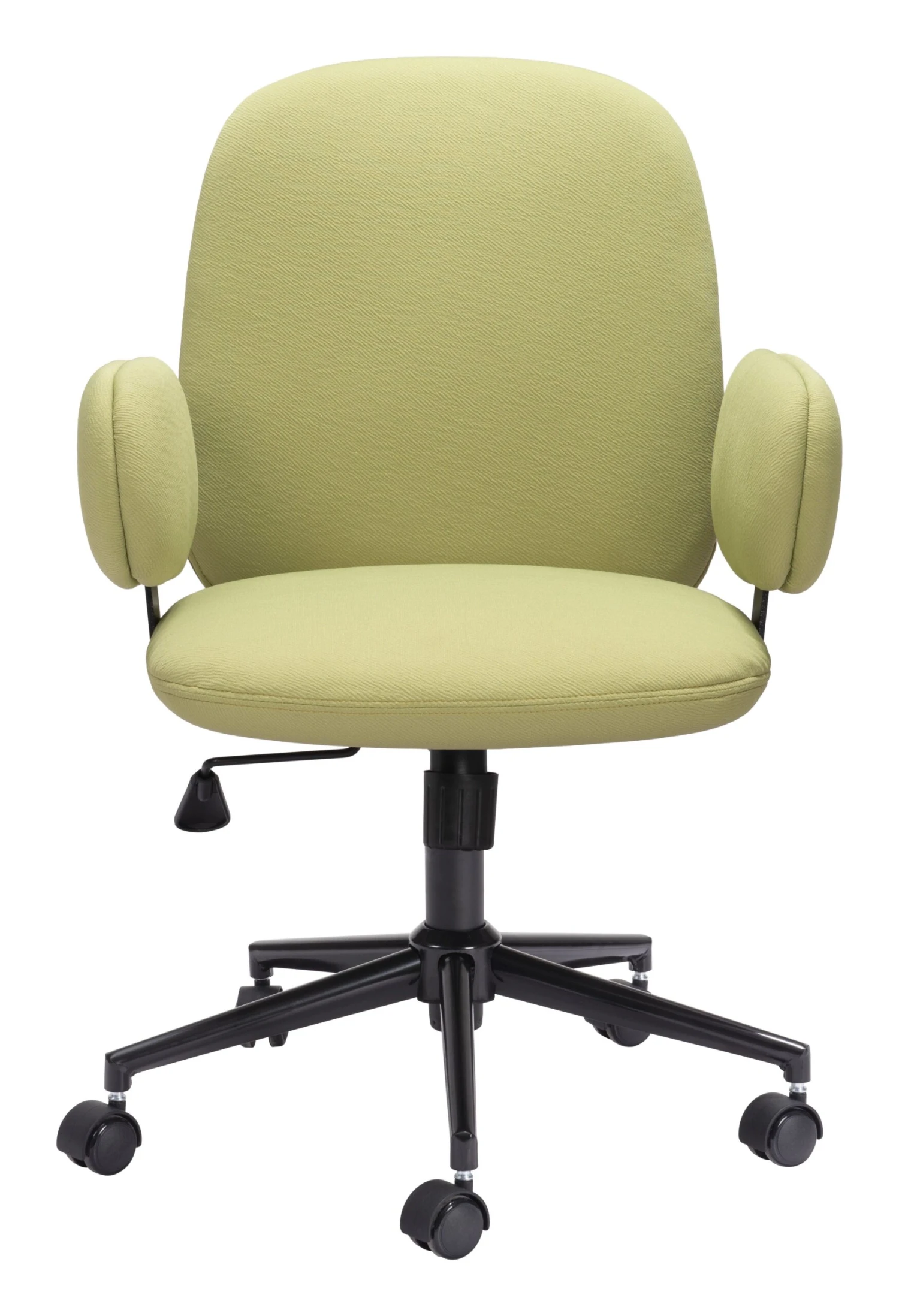 Olive Green Boho Office Chair With Unique Oval Armrests 1 Olive Green Boho Office Chair With Unique Oval Armrests