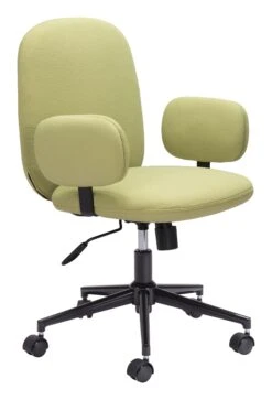 Olive Green Boho Office Chair With Unique Oval Armrests 10 Olive Green Boho Office Chair With Unique Oval Armrests -Home Decor Shop 109529 6