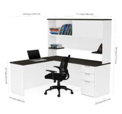White & Deep Gray L-shaped Desk With Hutch -Home Decor Shop 110886 17 2