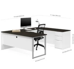 Modern U-shaped Desk In White & Deep Gray -Home Decor Shop 110888 17 2