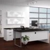 Modern U-shaped Desk In White & Deep Gray