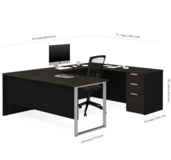 Deep Gray & Black U-shaped Modern Desk -Home Decor Shop 110888 32 2